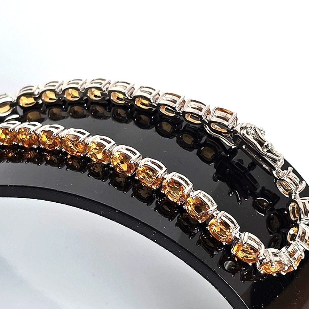 925 Sterling Silver Bracelet with Natural Citrine Gemstone.